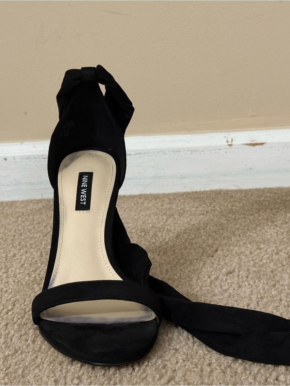 Nine West Black Wrap Tie Open-Toe Heels